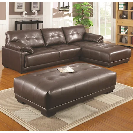 Contemporary Three Seat Sectional Sofa with Attached Chaise